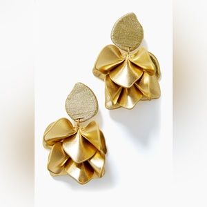 Tuckernuck Gold Silk and Leather Orchid Earrings
